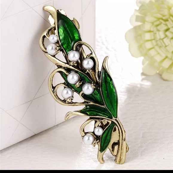 @htraude ❤️NWT Lily of The Valley Hair Clip  Bronze Pearls&Enamel. - Picture 13 of 15
